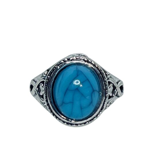 Unbranded Jewelry - Silver Tone And Faux Turquois Statement Ring (R382)